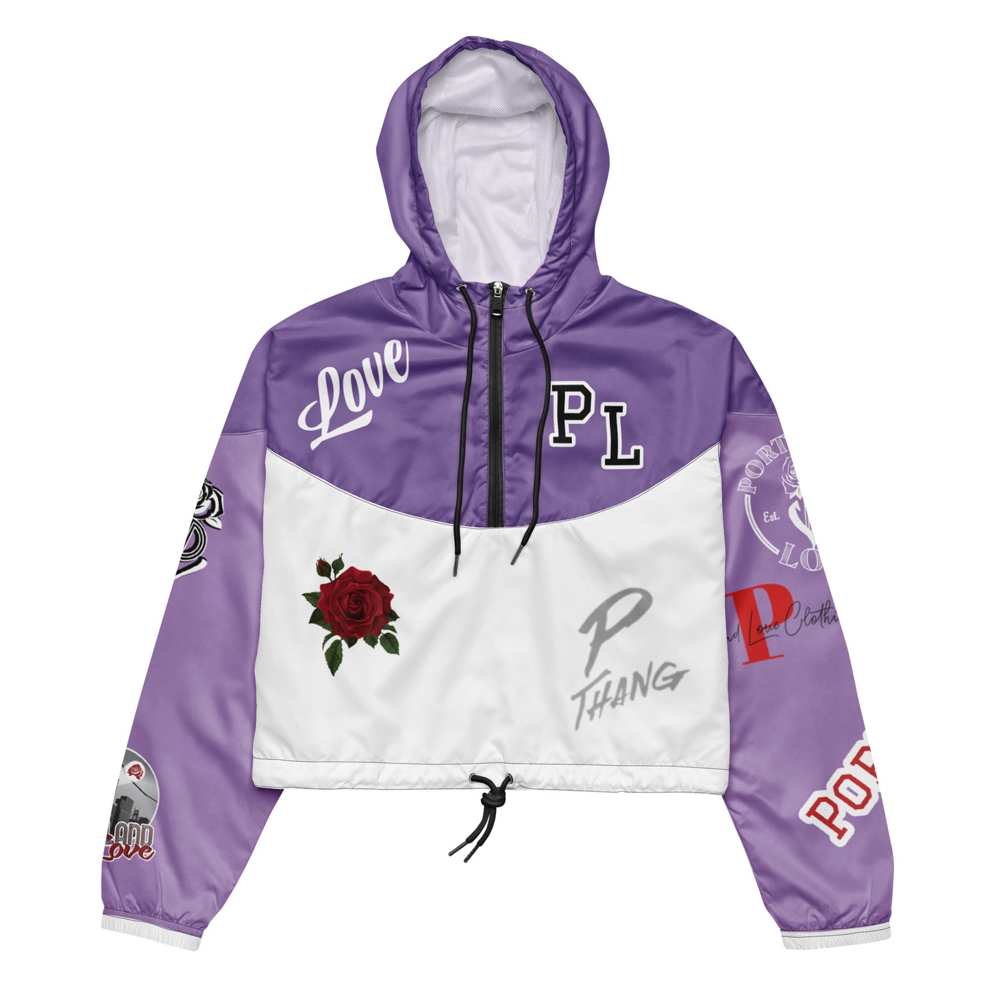 Portland Love Logos Purple Women’s Cropped Windbreaker image 9