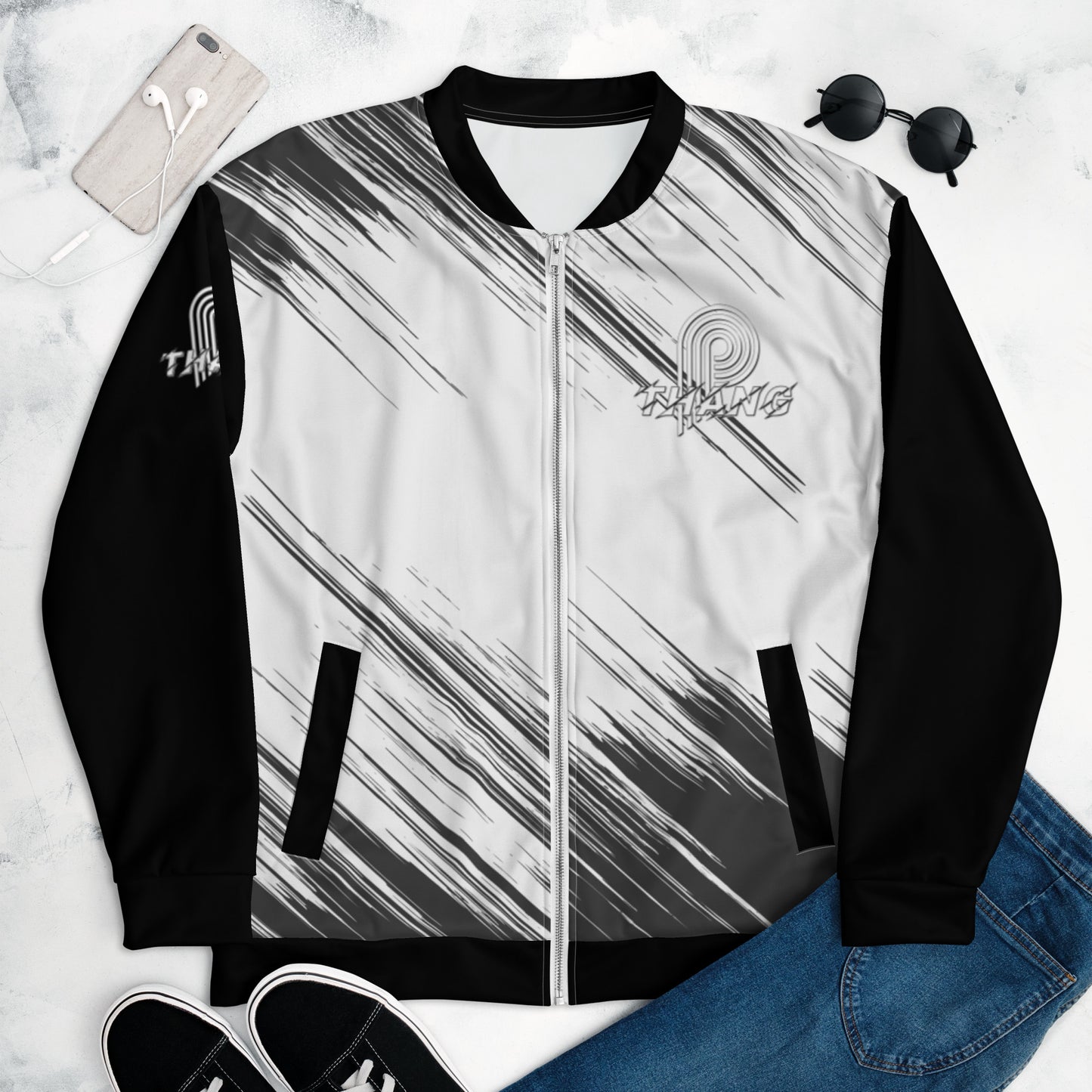 P-Thang Stripe Unisex Bomber Jacket image 5