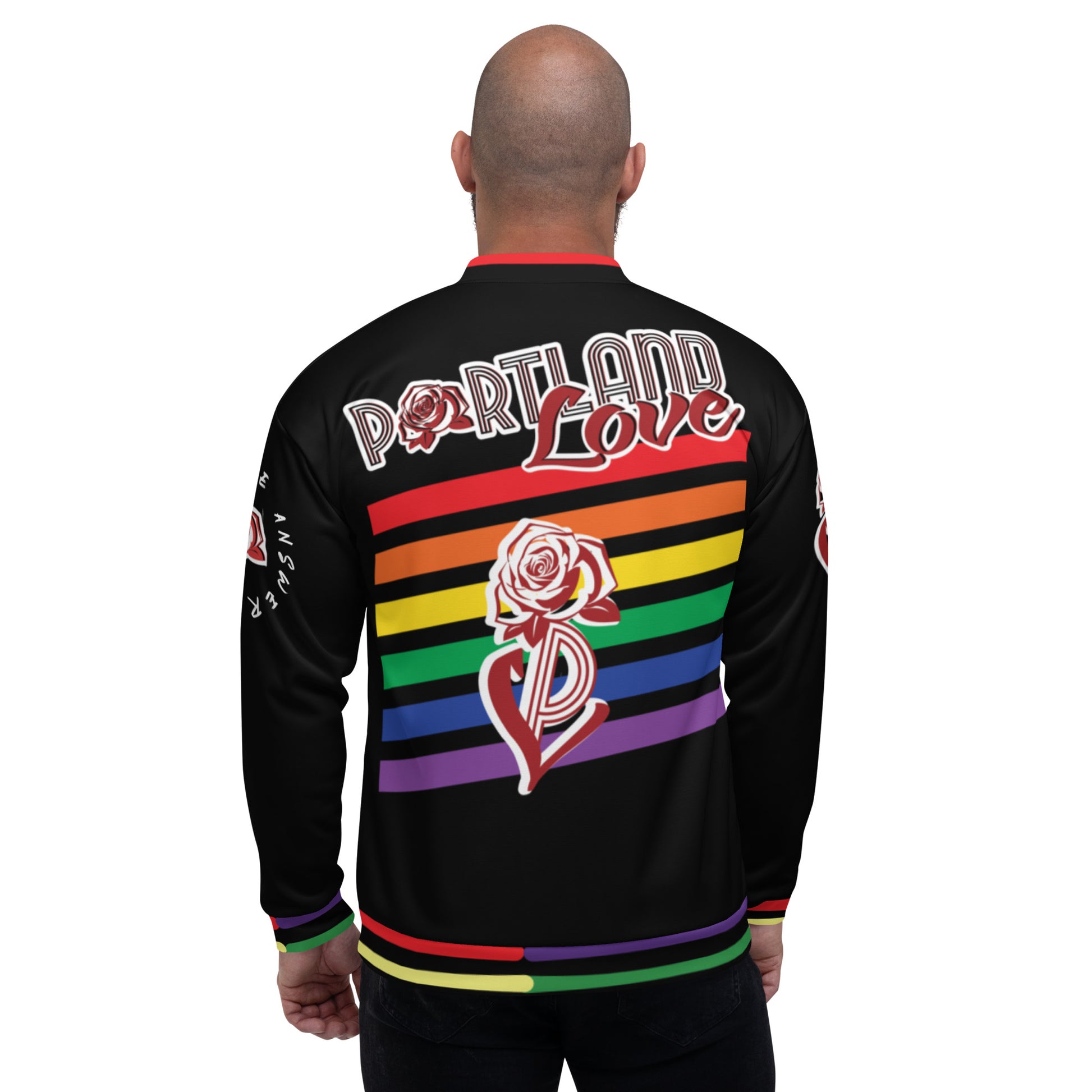 Black Rainbow Unisex Bomber Jacket image 1