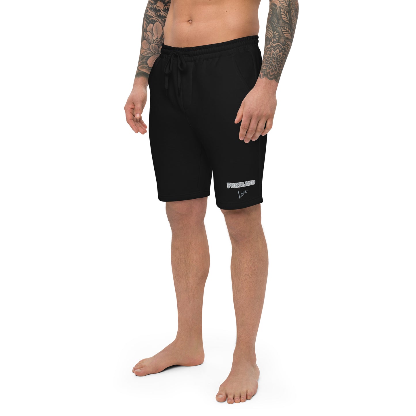 Block Style Grey Embroidered Men's Fleece Shorts image 0
