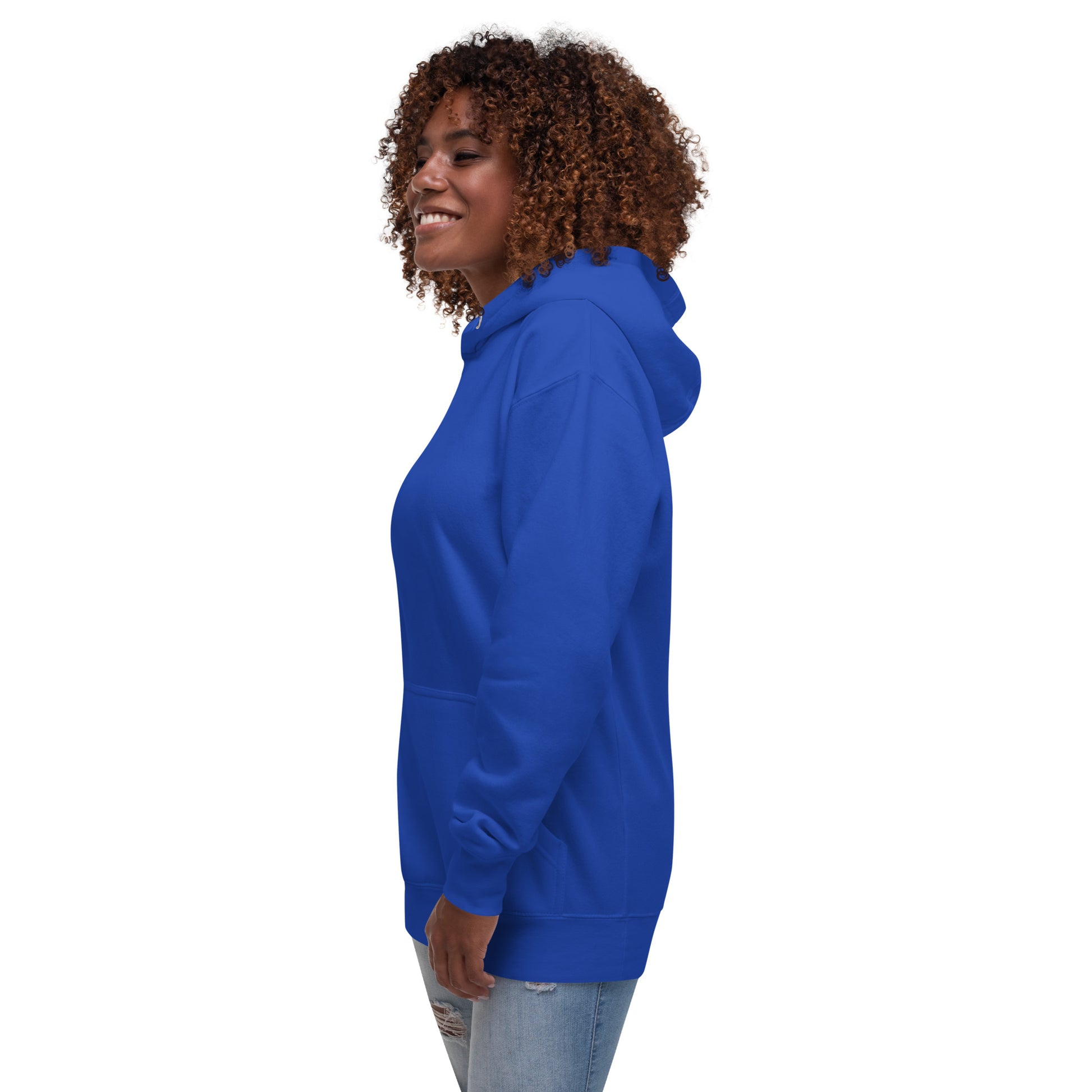 Block Style Royal/White Embroidered Unisex Hoodie image 19