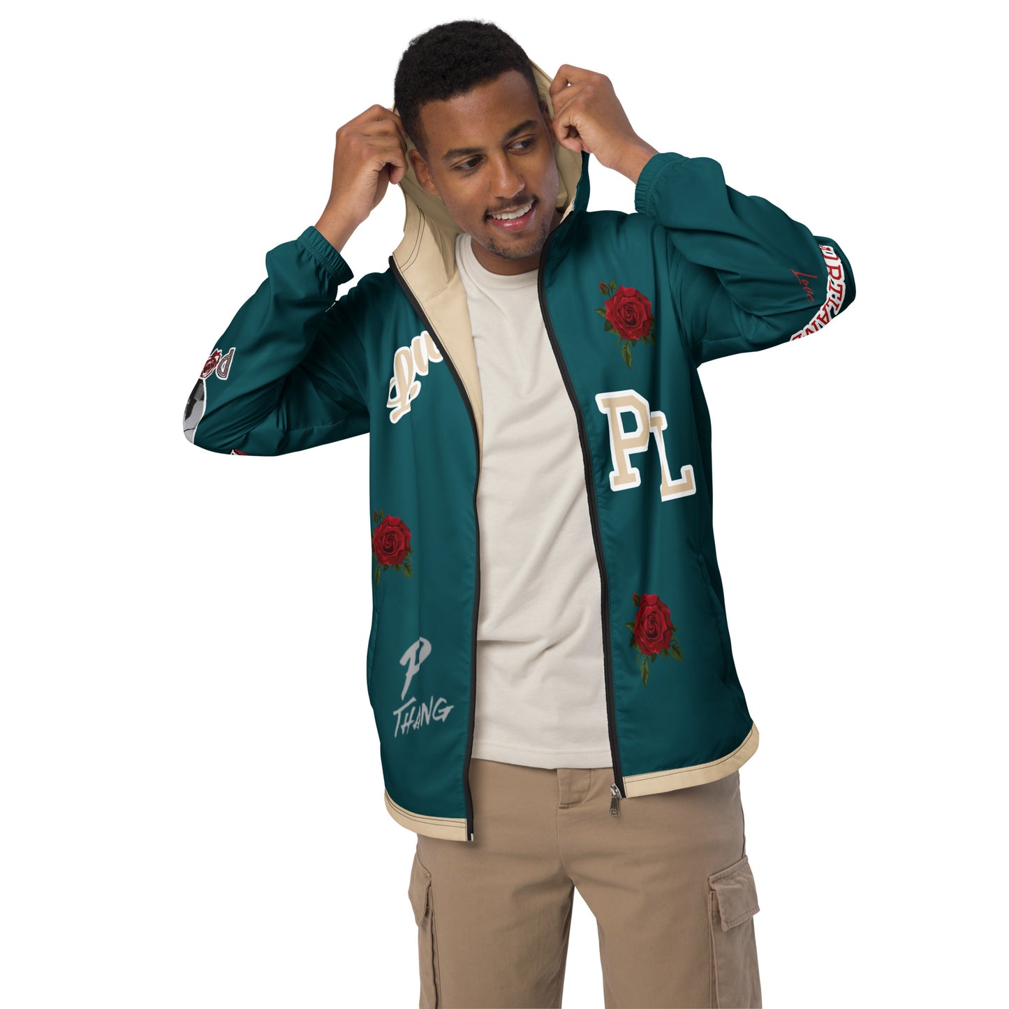 Portland Love Sherpa Blue Logo Men’s Windbreaker image 7