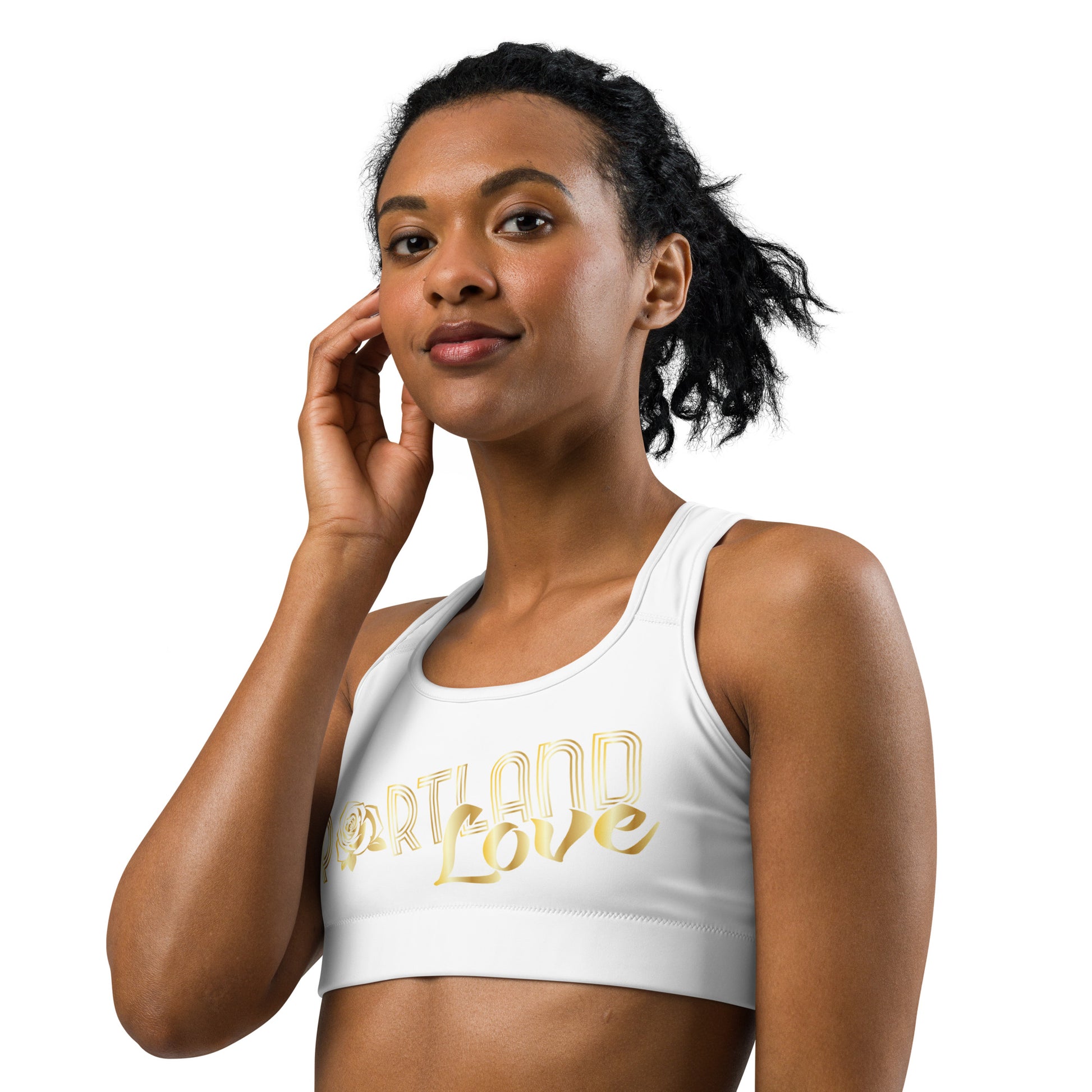 Portland Love Gold Print Sports Bra image 11