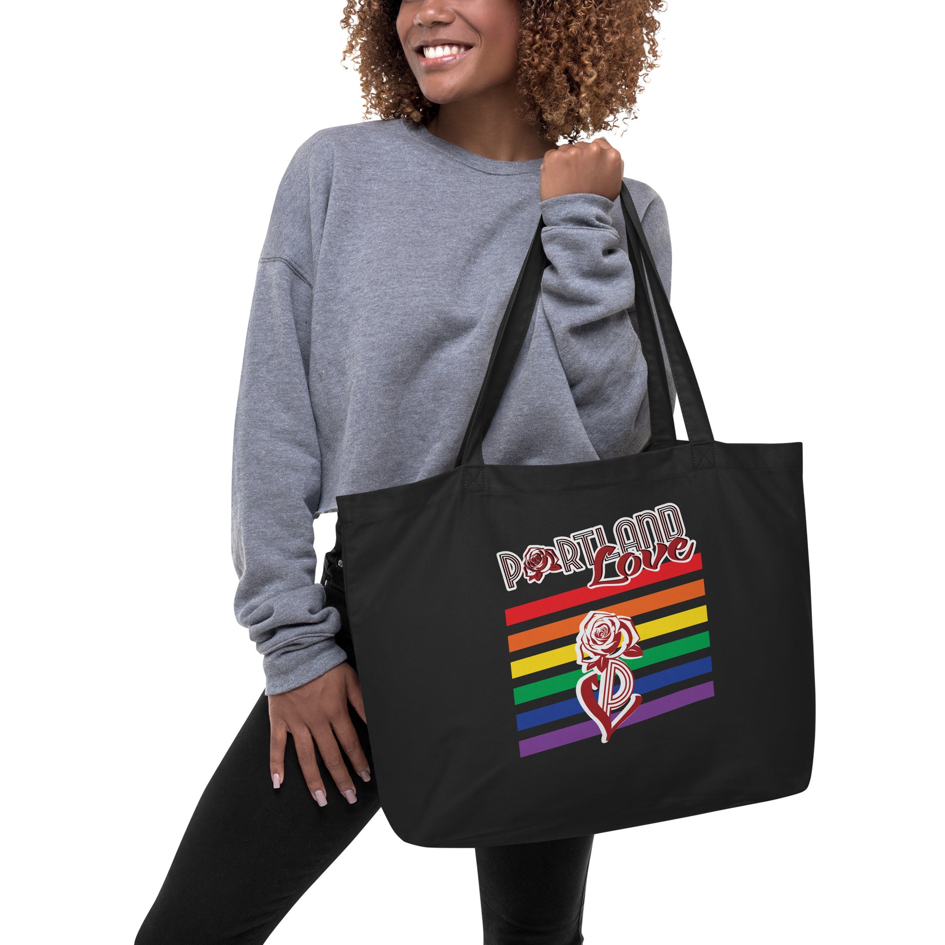 Portland Love Rainbow Large Organic Tote Bag image 0