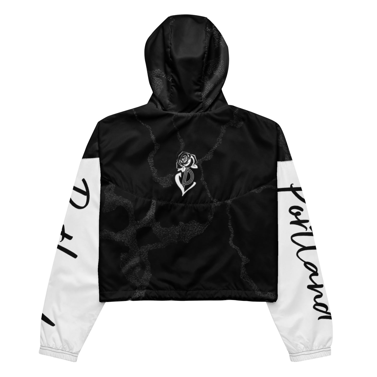 Portland Love Black Marble Women’s Cropped Windbreaker image 1
