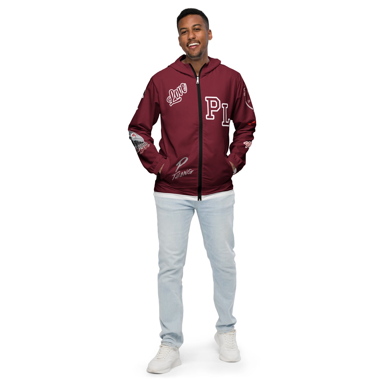 Portland Love Burgundy Logo Men’s Windbreaker image 0