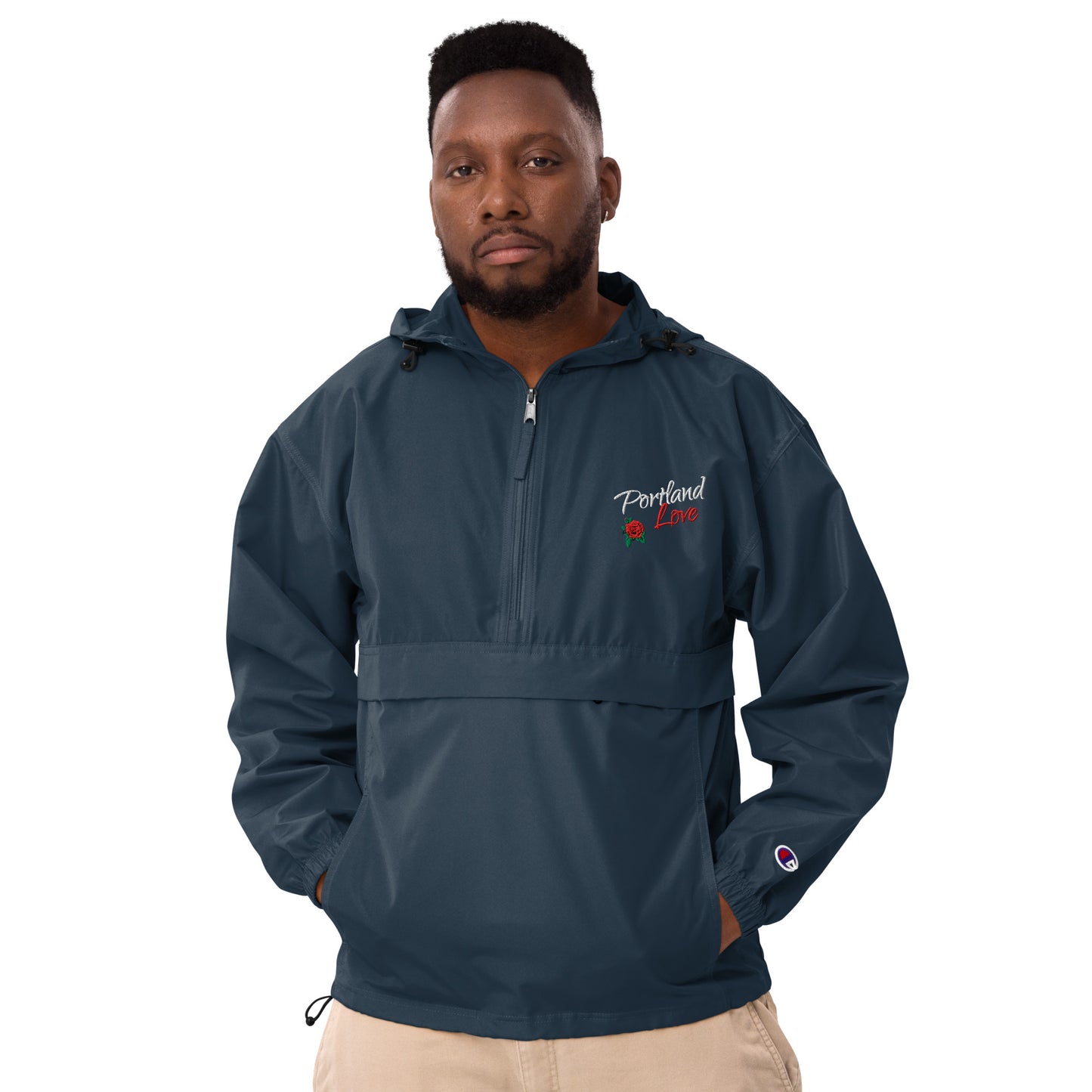 Portland Love Rose Embroidered Champion Packable Jacket image 3