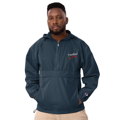 Portland Love Rose Embroidered Champion Packable Jacket image 3