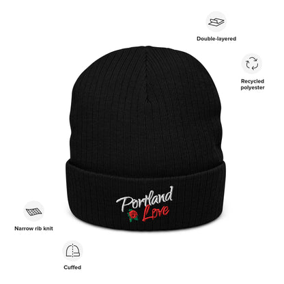 Portland Love Rose Ribbed Knit Beanie image 1