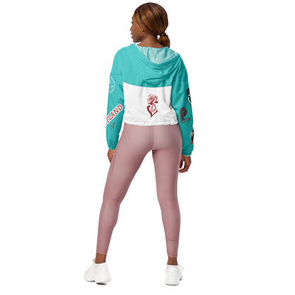 Portland Love Logos  Dark Terquioise Women’s Cropped Windbreaker image 11