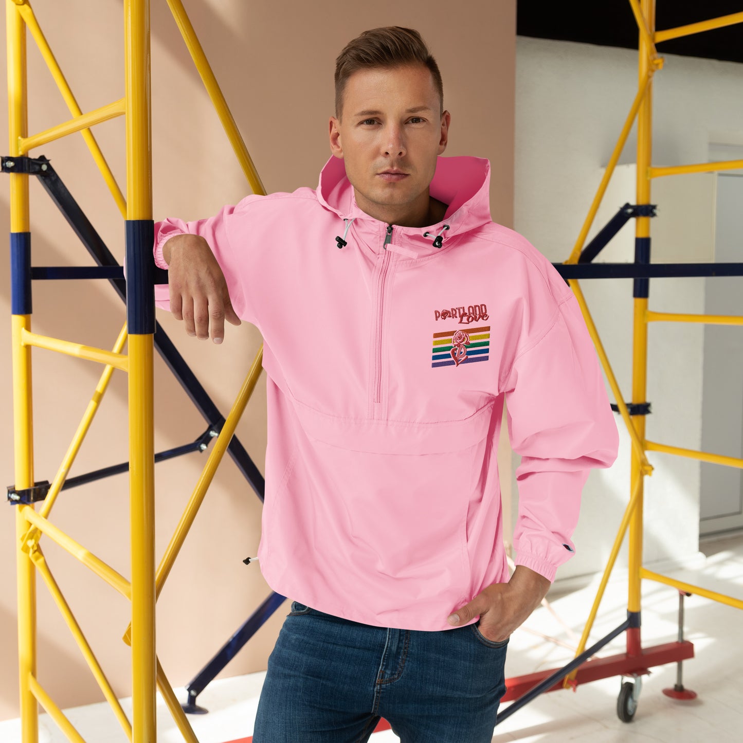 Rainbow Embroidered Champion Packable Jacket image 7
