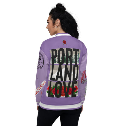 Portland Love Logo City Love Unisex Bomber Jacket (Purple) image 1