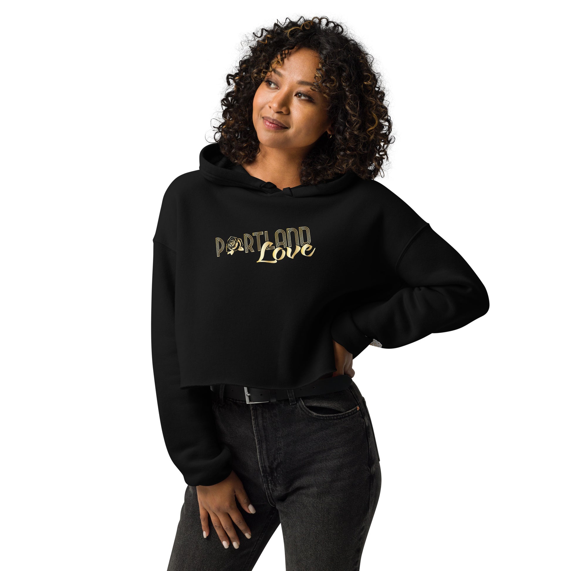 Gold Portland Love w/Dice Crop Hoodie image 0