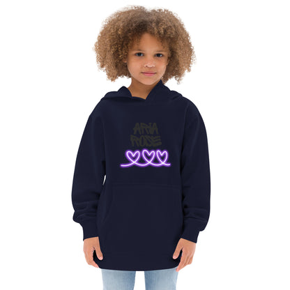 Aria Rose Purple Heart Kids Fleece Hoodie image 3