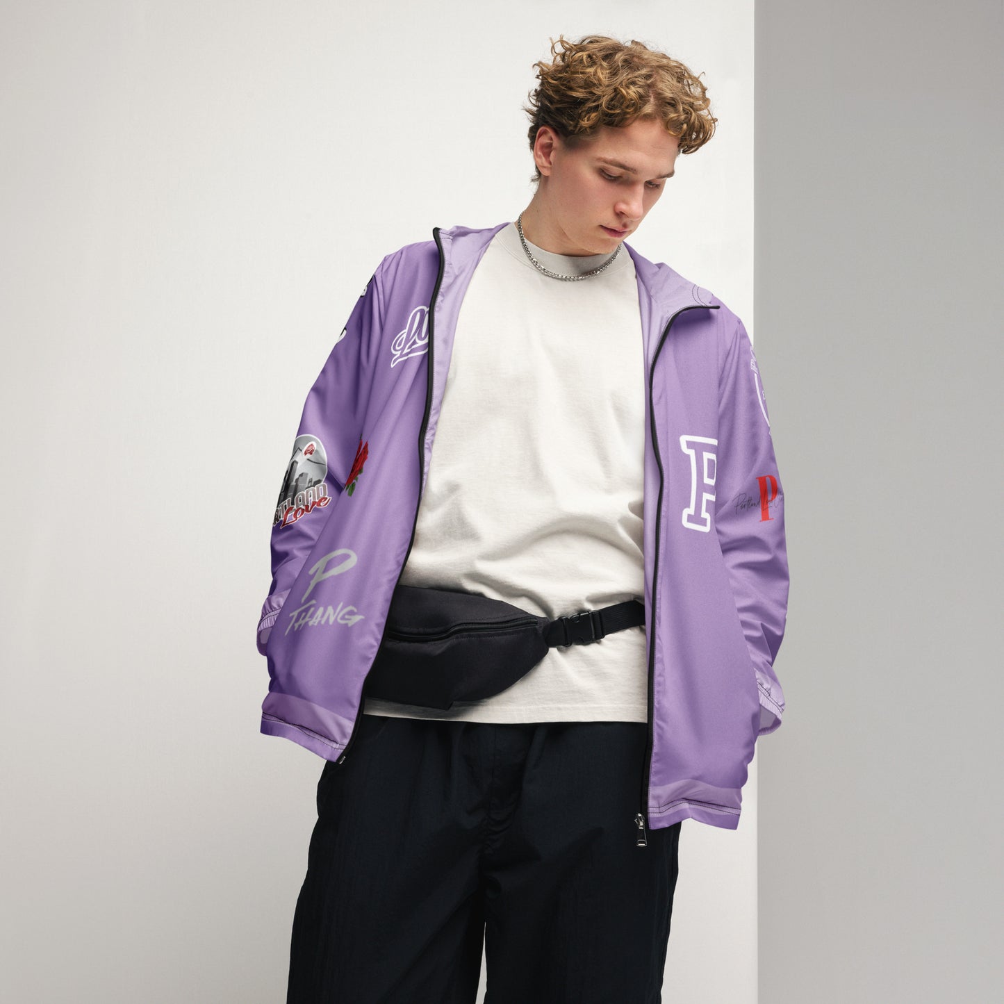 Portland Love Logos Purple Men’s Windbreaker image 0