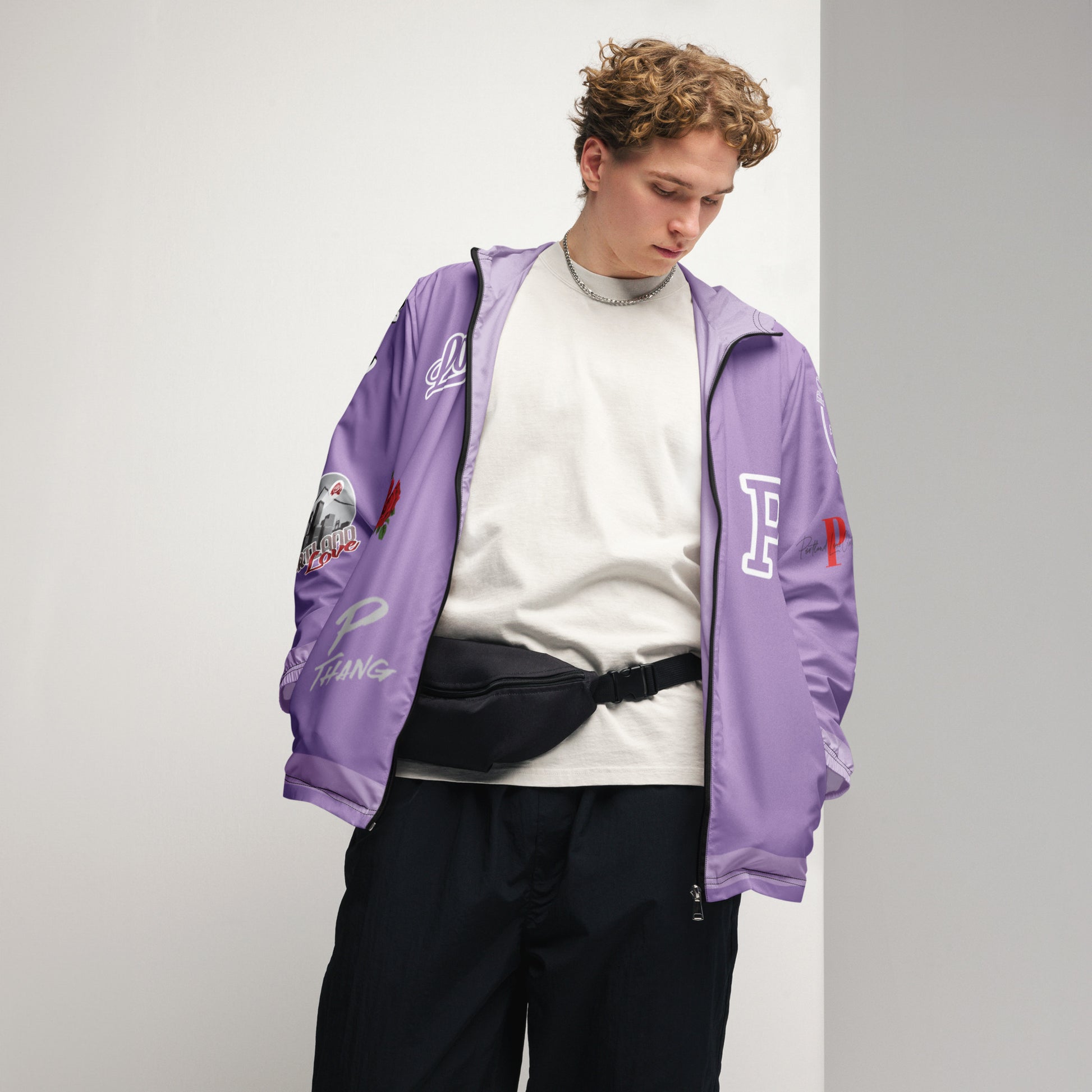 Portland Love Logos Purple Men’s Windbreaker image 0