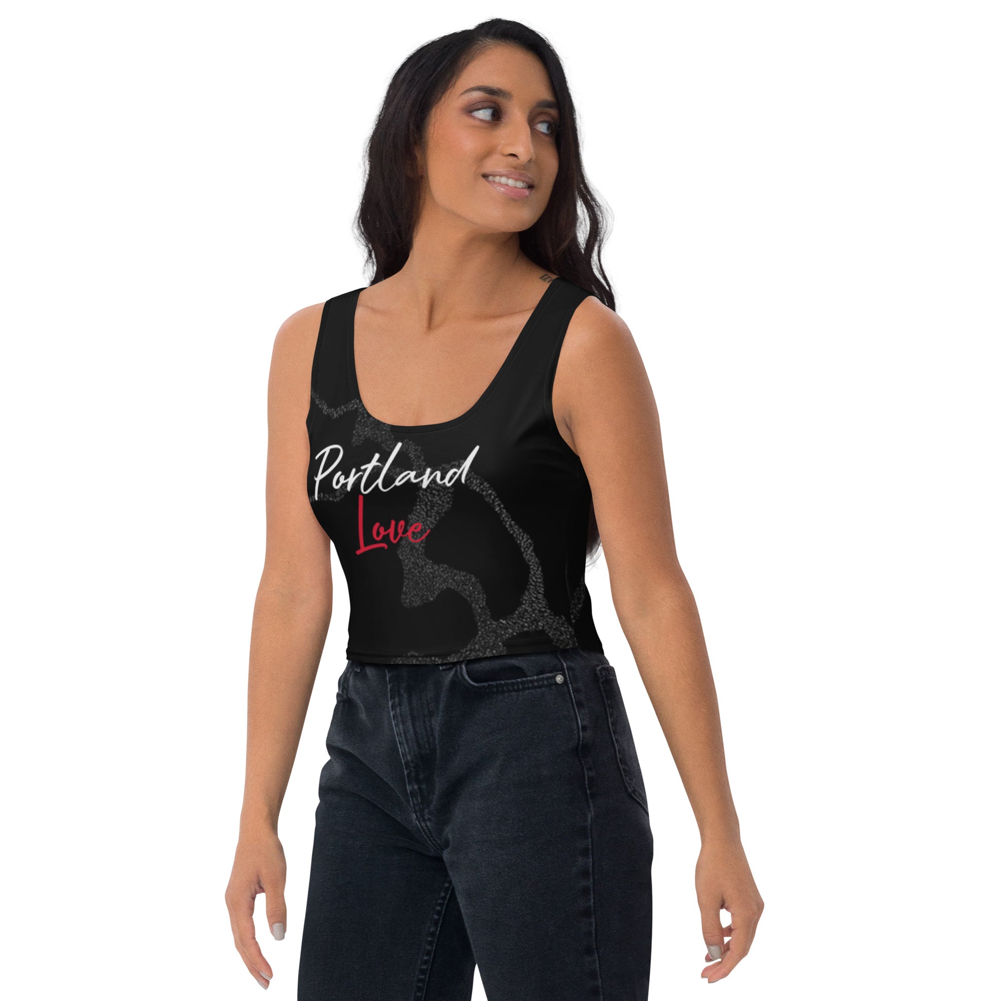 Portland Love Black Marble Crop Top image 3