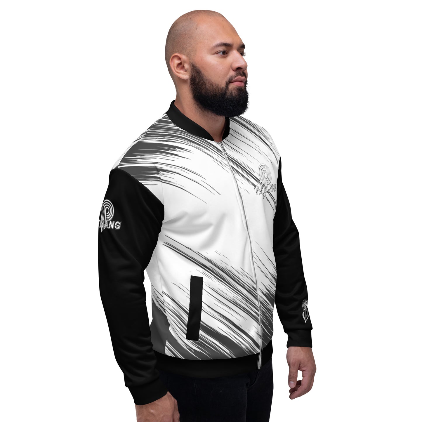 P-Thang Stripe Unisex Bomber Jacket image 2