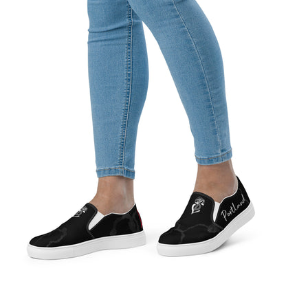 Portland Love Black Marble Women’s Slip-on Canvas shoes image 0