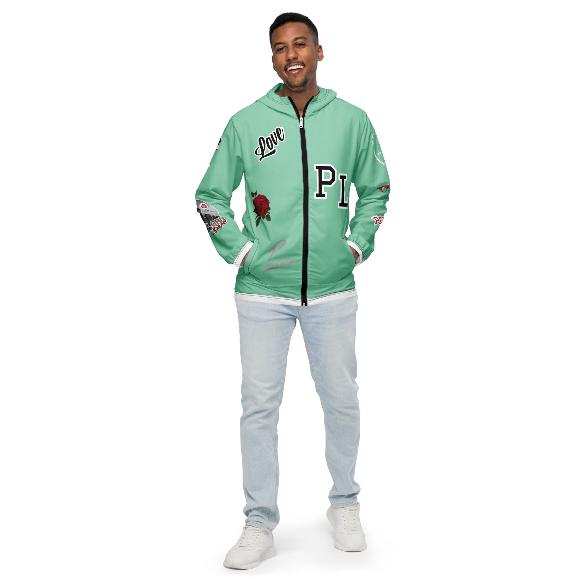 Portland Love Logos Vista Blue Men’s Windbreaker image 6