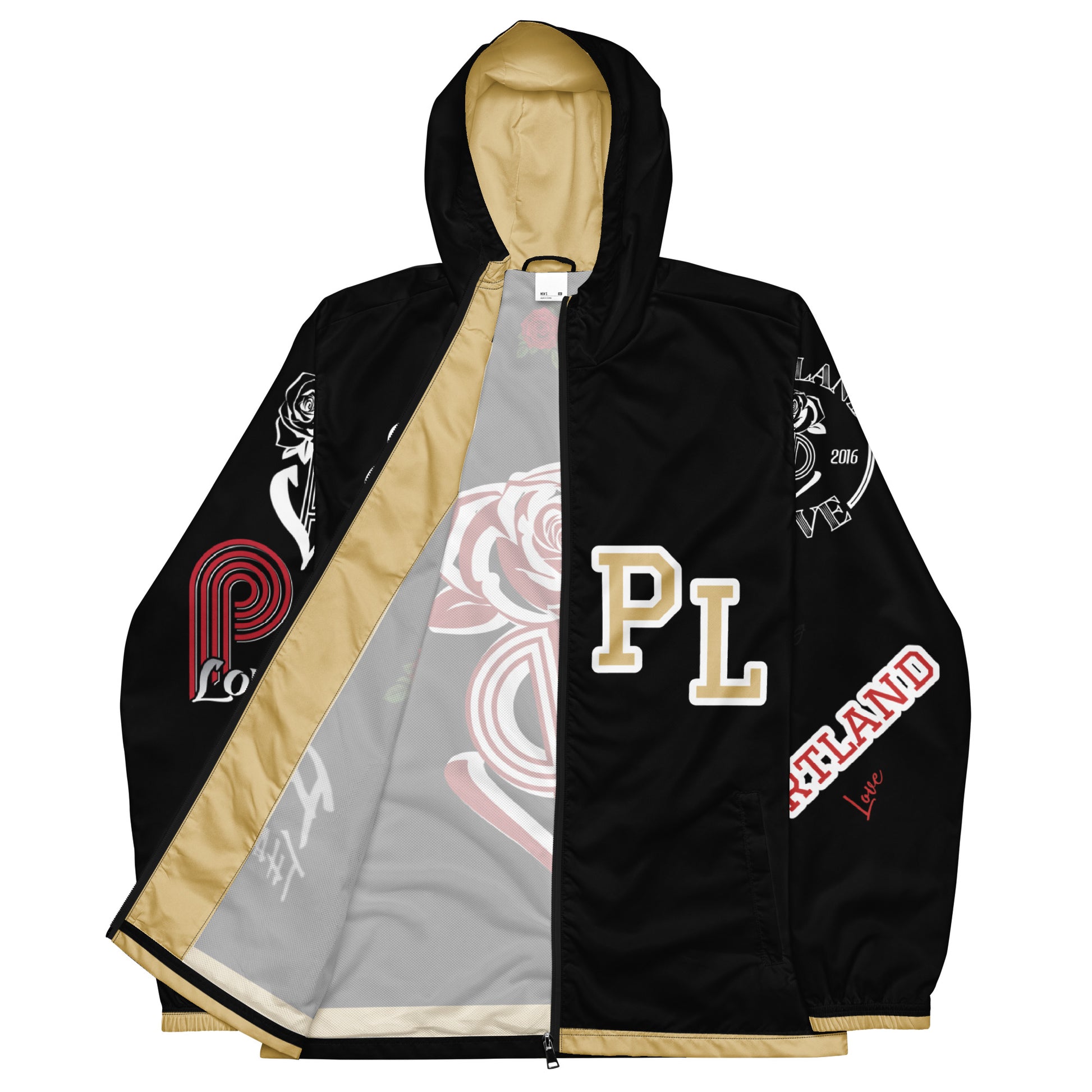 Black and Gold Logo Men’s Windbreaker image 4