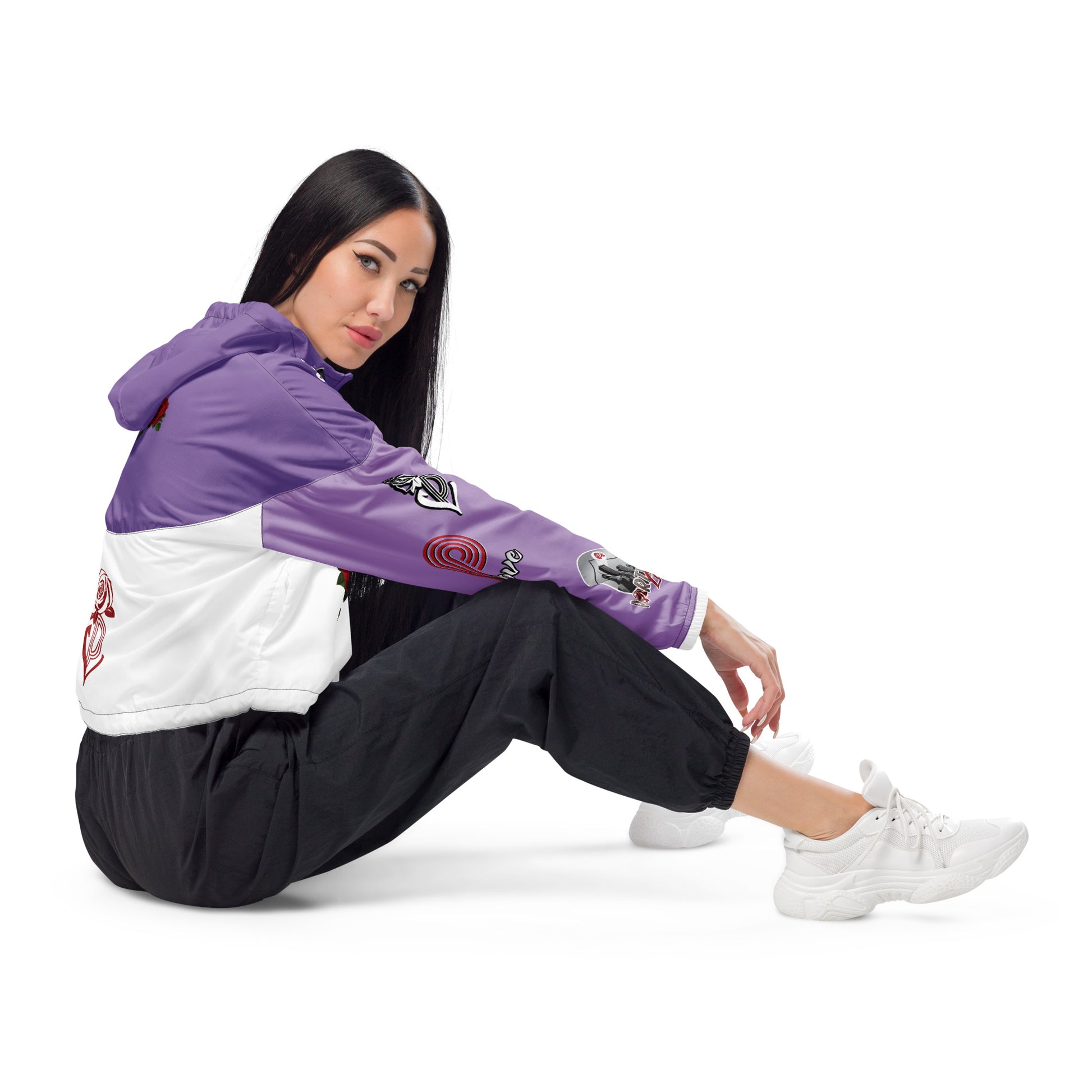 Portland Love Logos Purple Women’s Cropped Windbreaker image 7