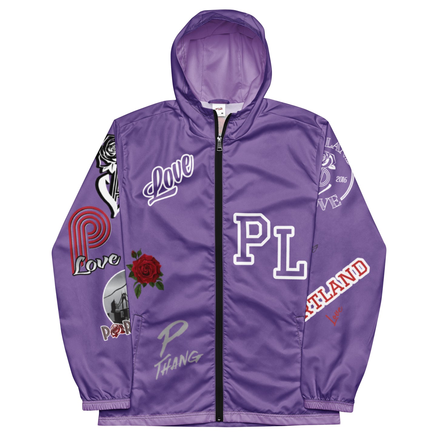 Portland Love Logos Purple Men’s Windbreaker image 5