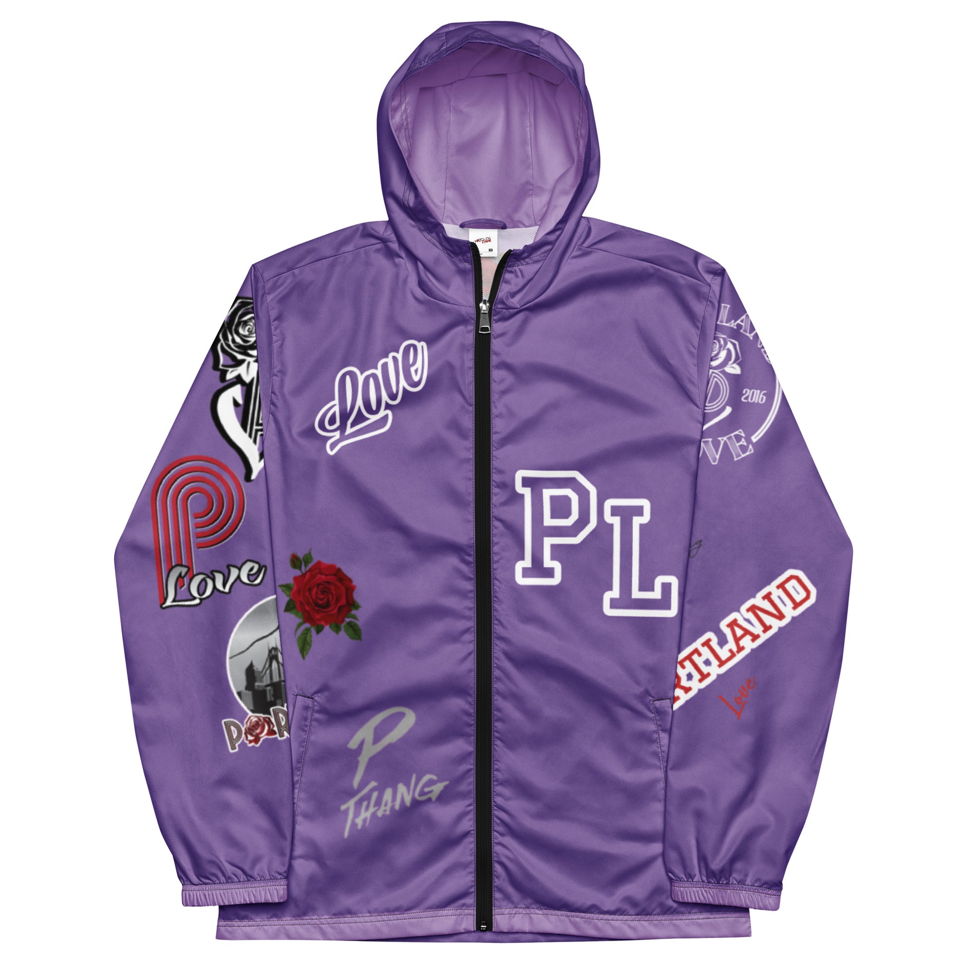 Portland Love Logos Purple Men’s Windbreaker image 5