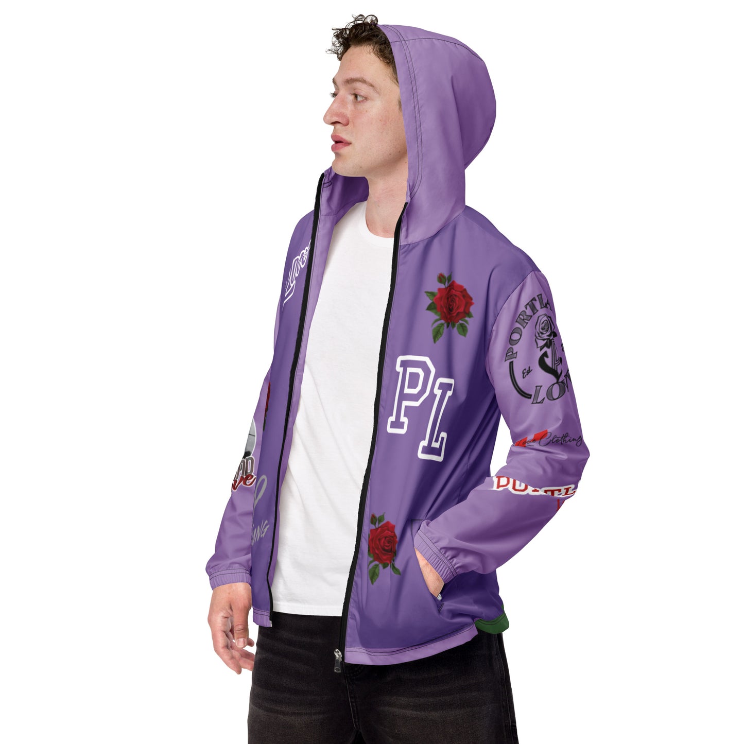 Portland Love Purple Logo Men’s Windbreaker image 1