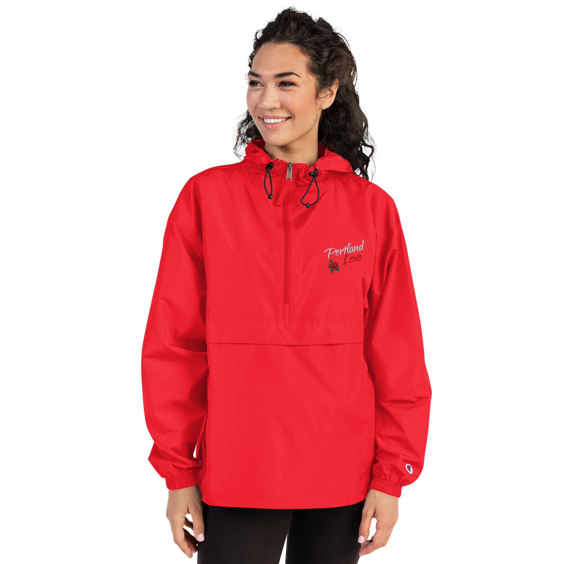 Portland Love Rose Embroidered Champion Packable Jacket image 17
