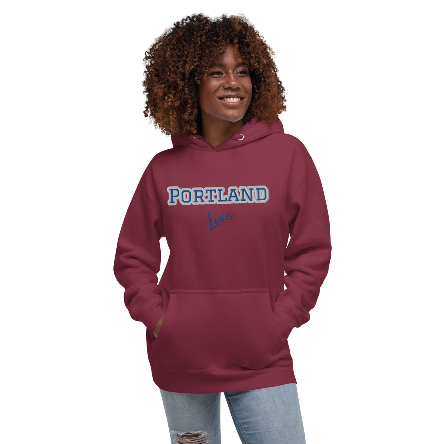Block Style Royal/White Embroidered Unisex Hoodie image 8