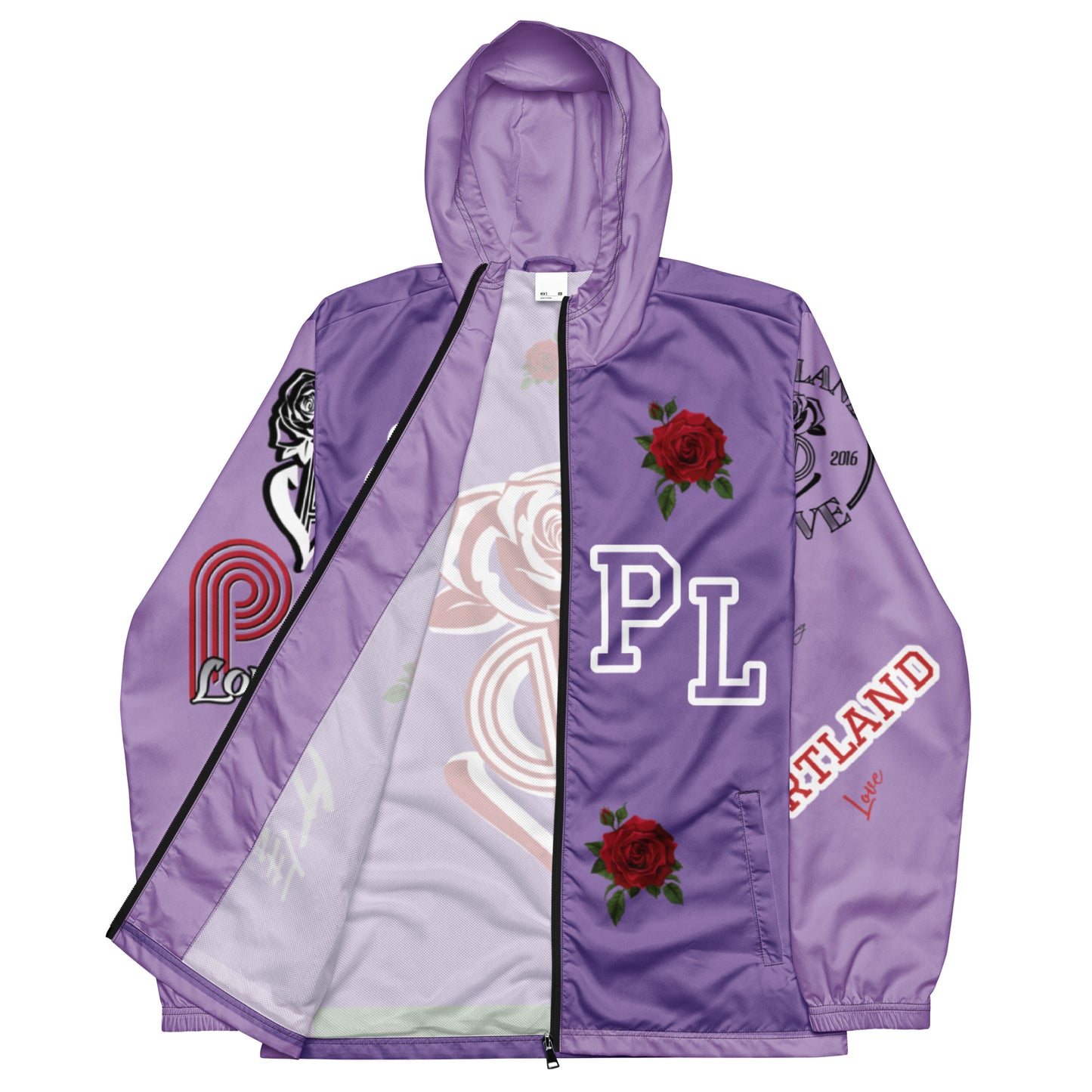 Portland Love Purple Logo Men’s Windbreaker image 4