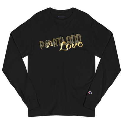 Portland Love Gold Print Men's Champion Long Sleeve Shirt image 4