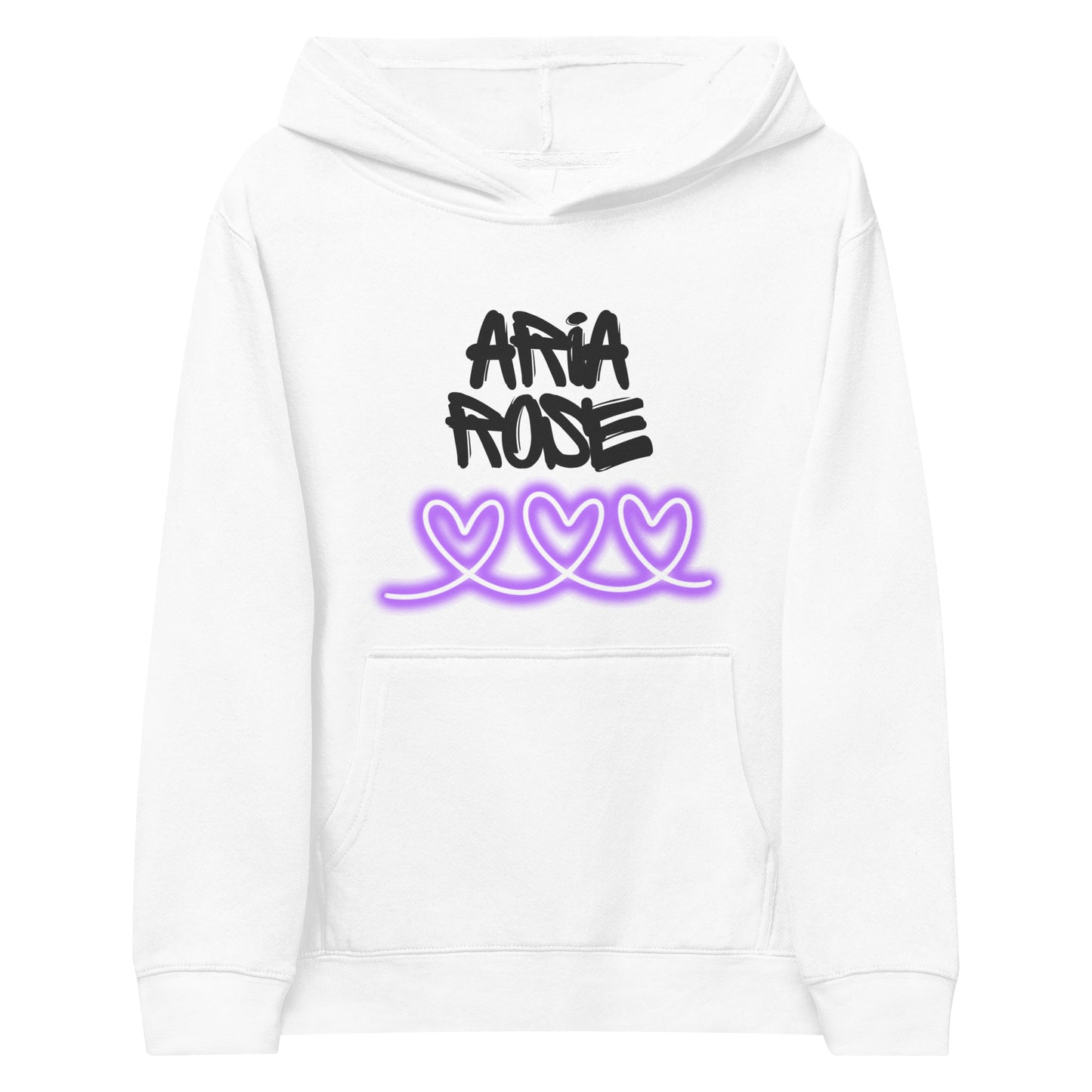 Aria Rose Purple Heart Kids Fleece Hoodie image 2
