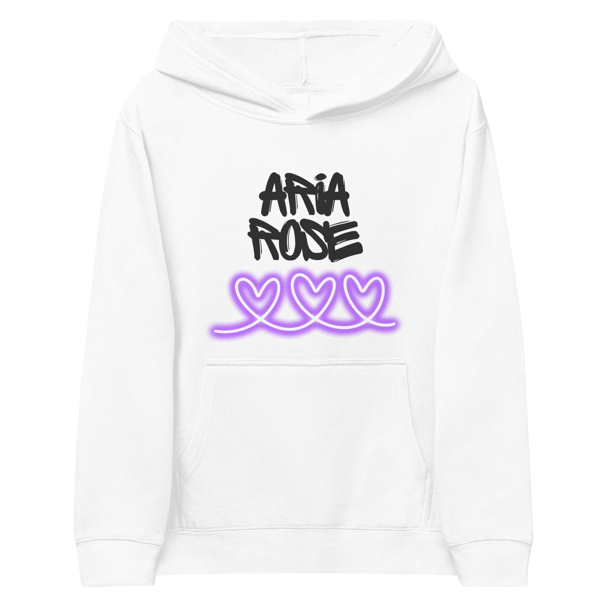 Aria Rose Purple Heart Kids Fleece Hoodie image 2
