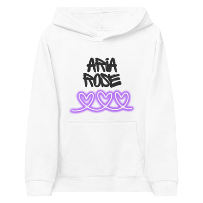 Aria Rose Purple Heart Kids Fleece Hoodie image 2