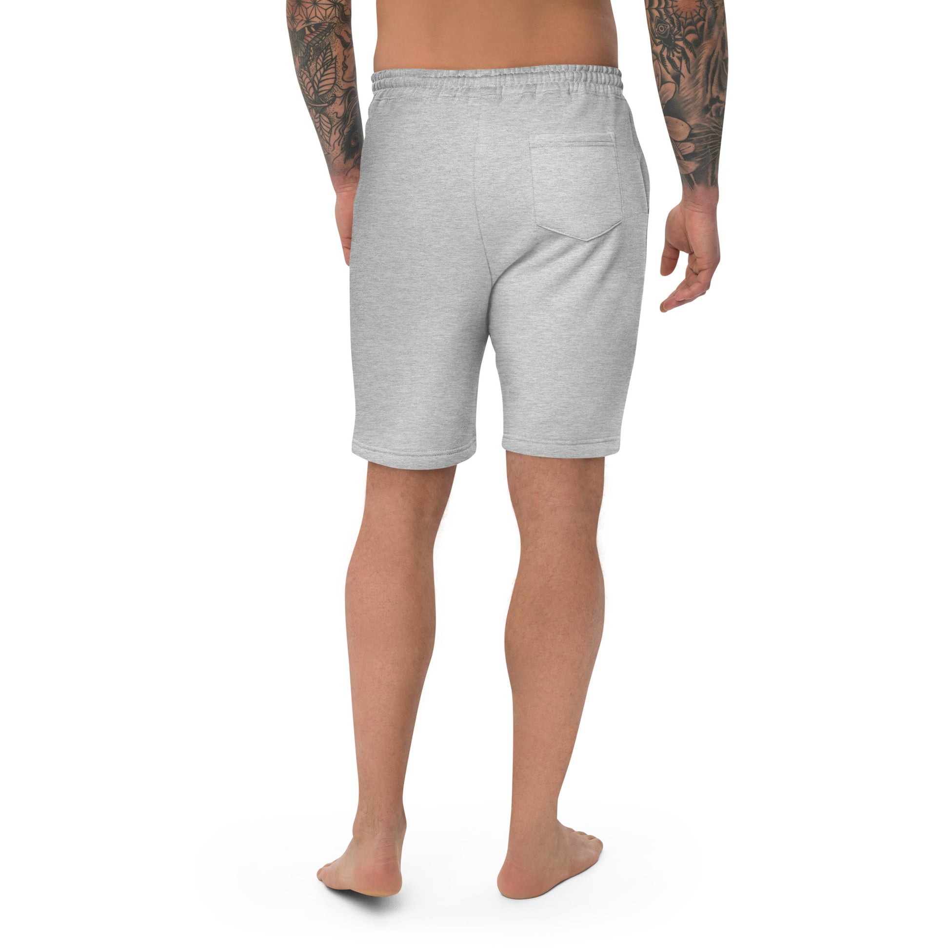 Block Style Grey Embroidered Men's Fleece Shorts image 8