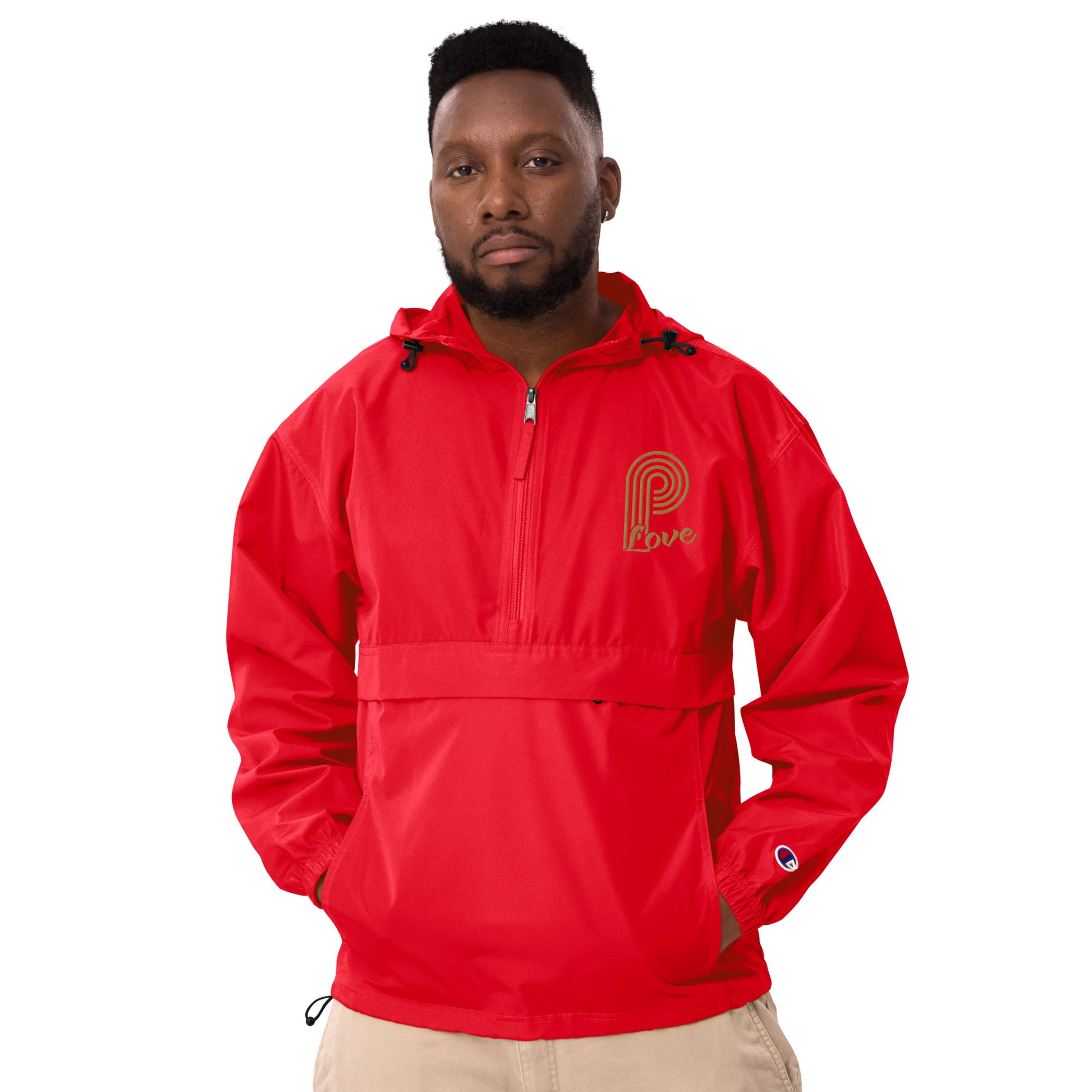 P-Love (Gold) Embroidered Champion Packable Jacket image 4