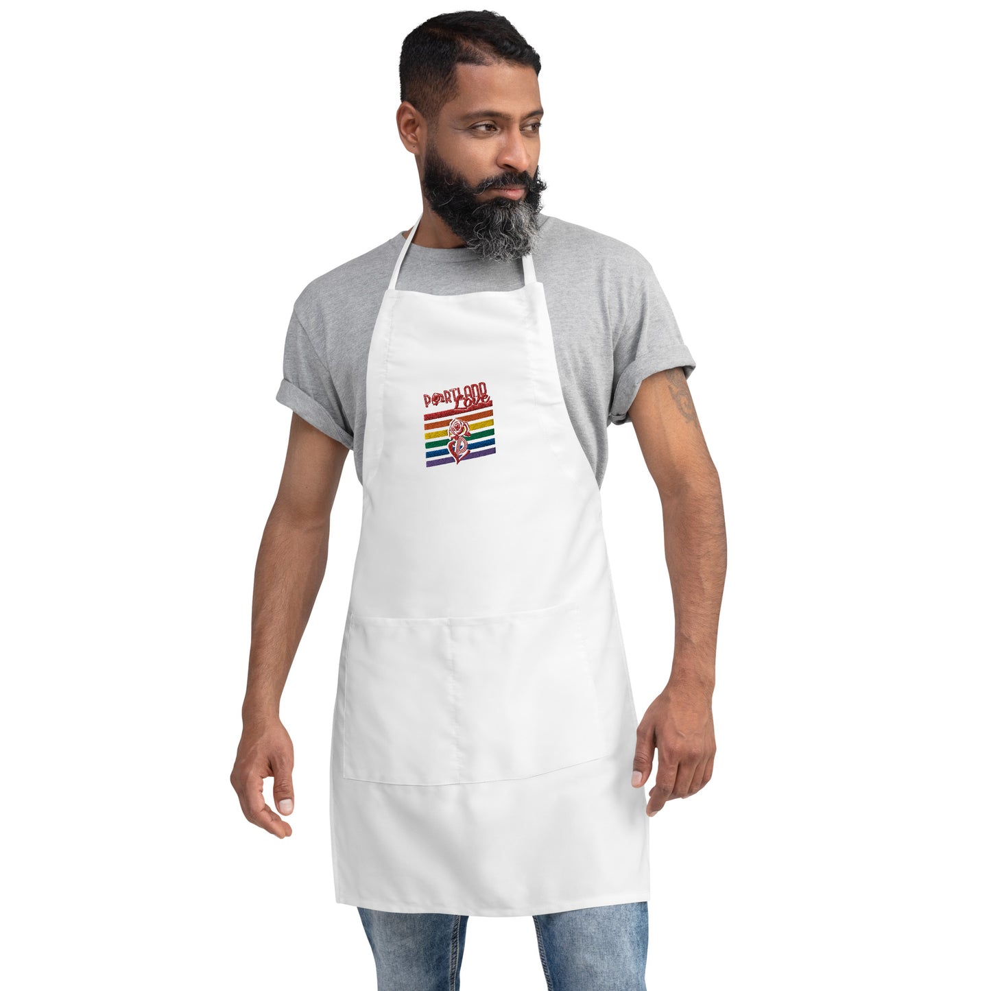 Portland Love Rainbow Embroidered Apron image 2