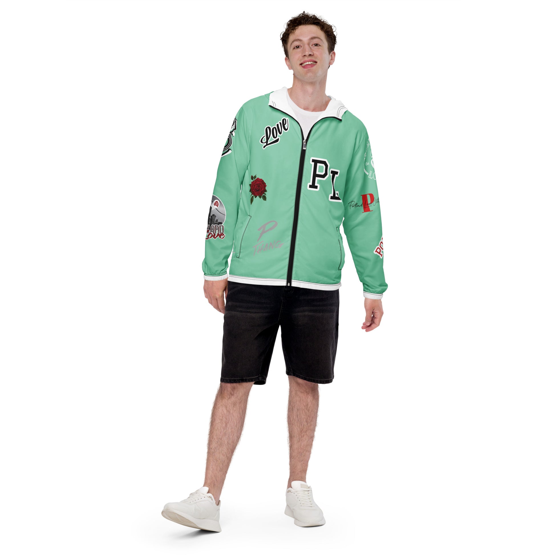 Portland Love Logos Vista Blue Men’s Windbreaker image 5