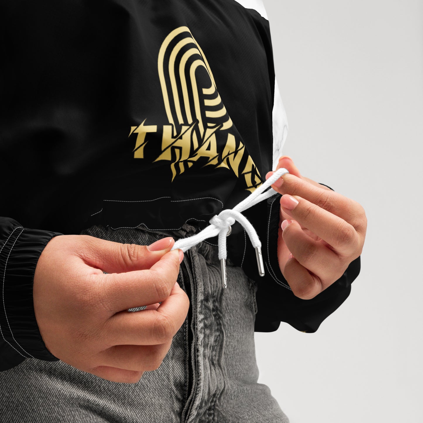 P-Thang White Marble Women’s Cropped Windbreaker image 6