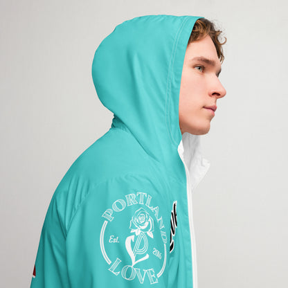 Portland Love Logos Dark Turquoise Men’s Windbreaker image 13