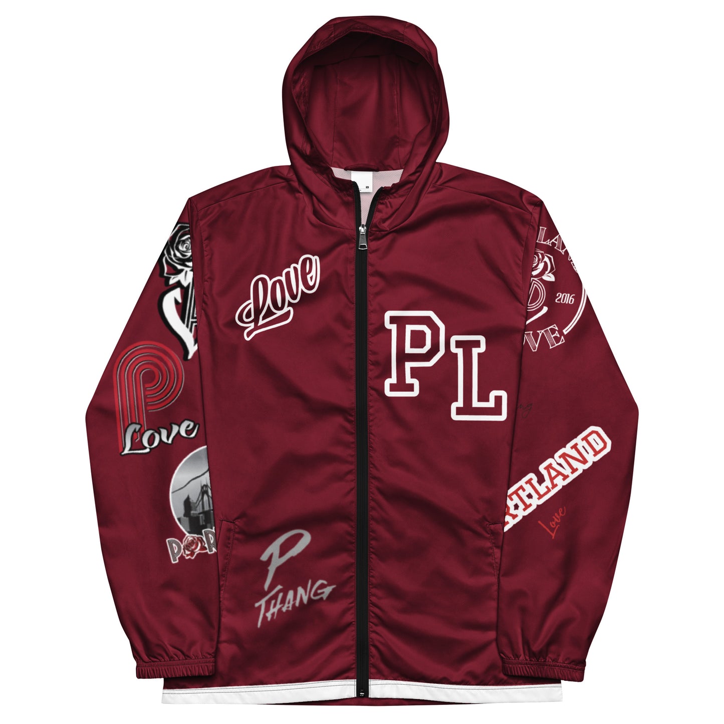 Portland Love Burgundy Logo Men’s Windbreaker image 5