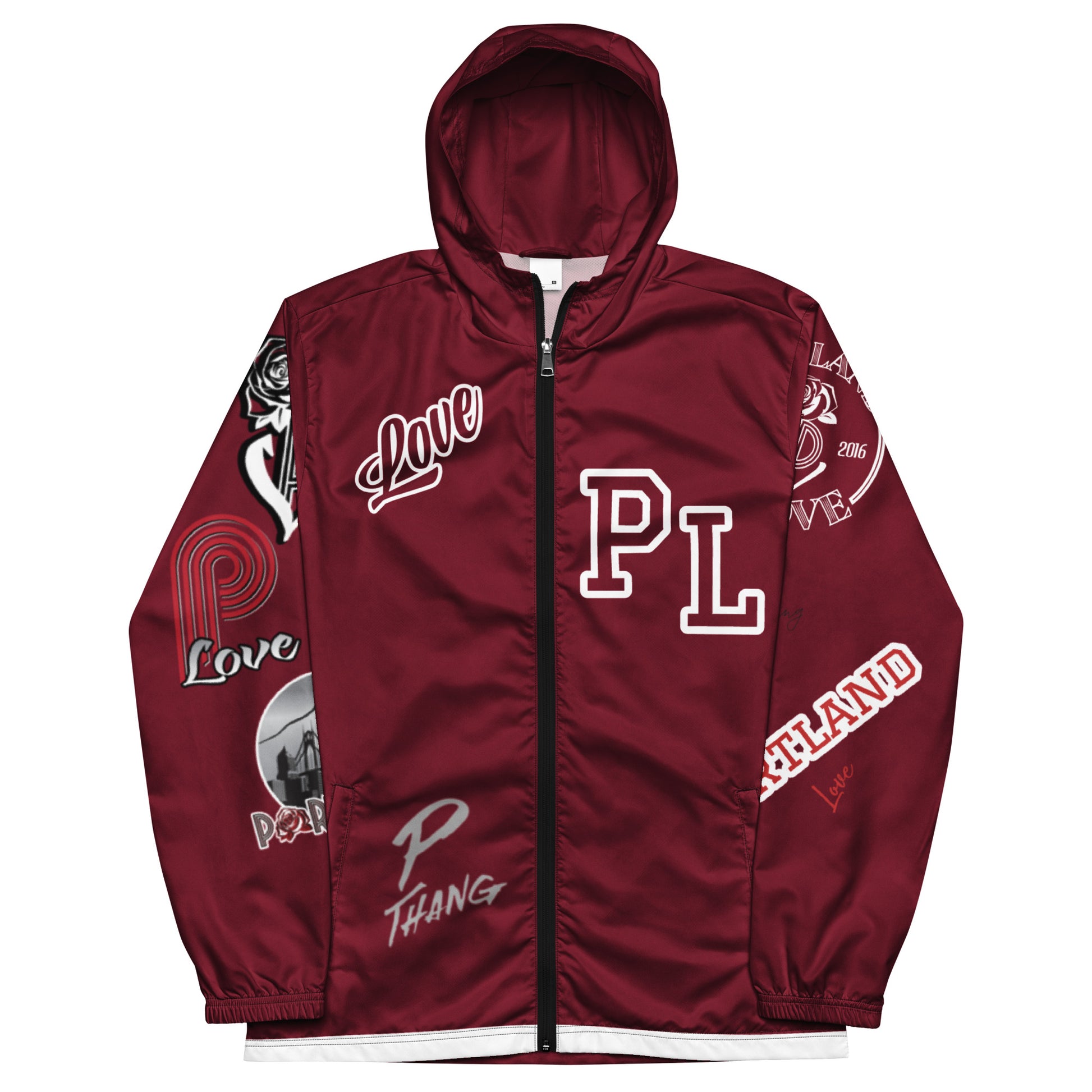 Portland Love Burgundy Logo Men’s Windbreaker image 5