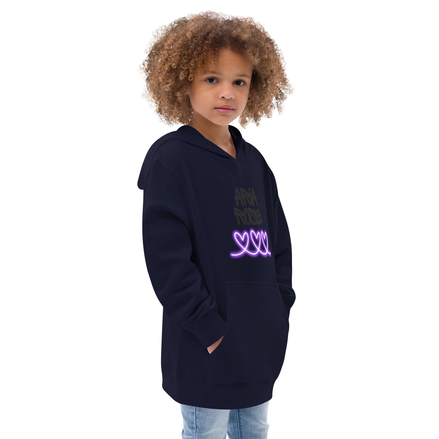 Aria Rose Purple Heart Kids Fleece Hoodie image 4