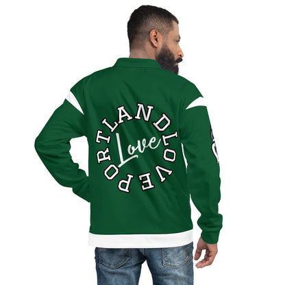 Block Style Forest Green Unisex Bomber Jacket image 1
