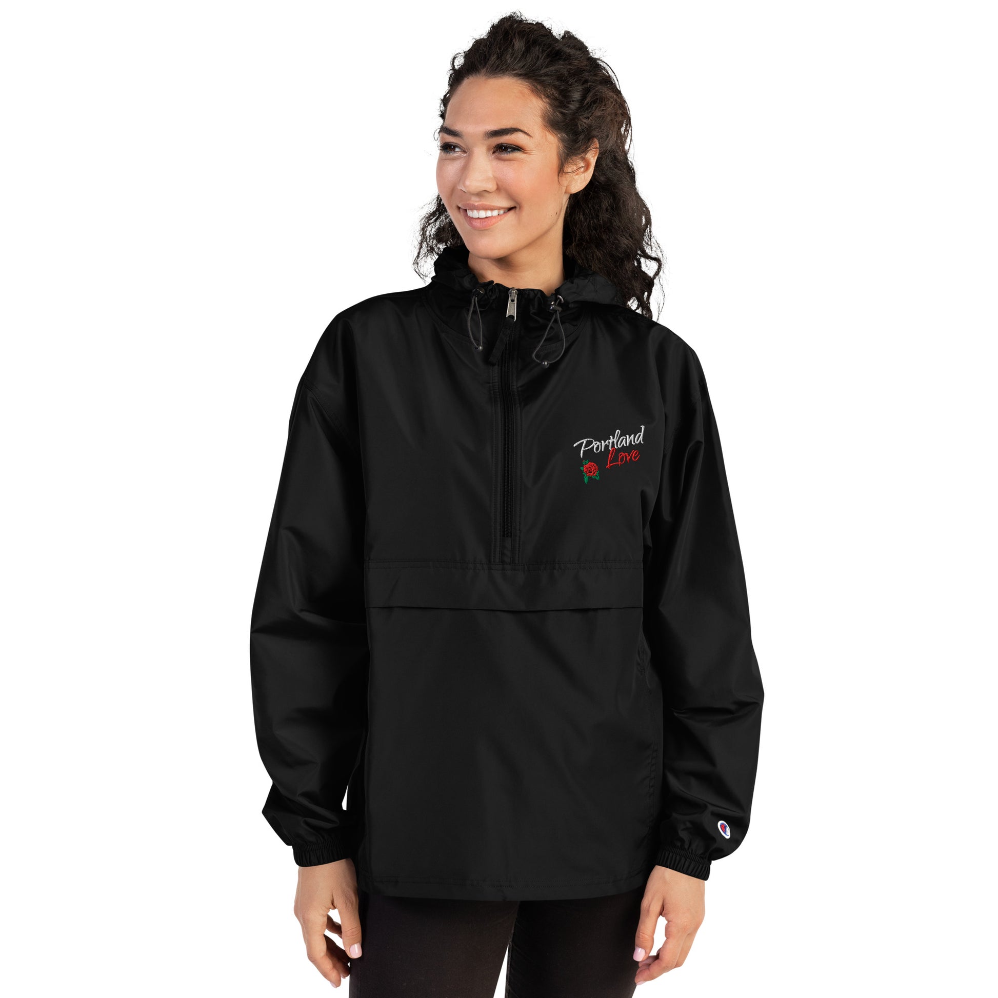 Portland Love Rose Embroidered Champion Packable Jacket image 13