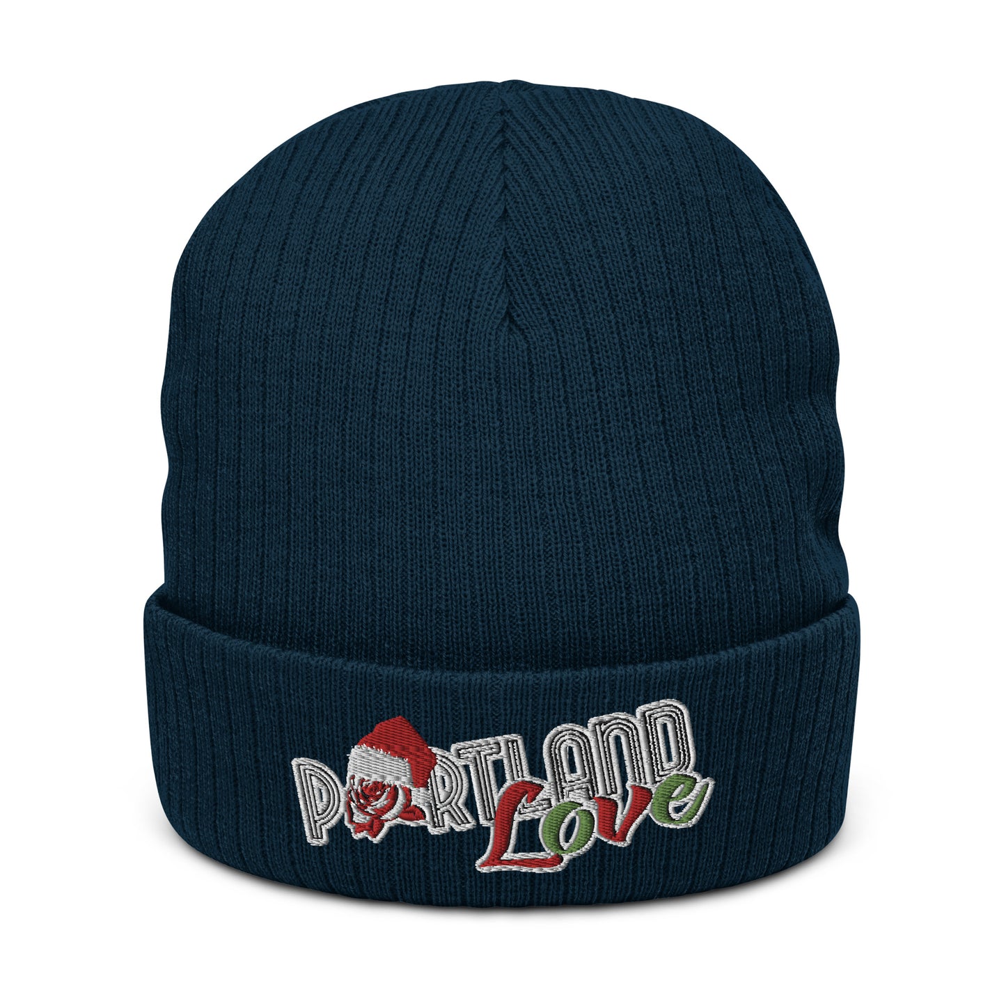 Original Portland Love Christmas Black Ribbed Knit Beanie image 7