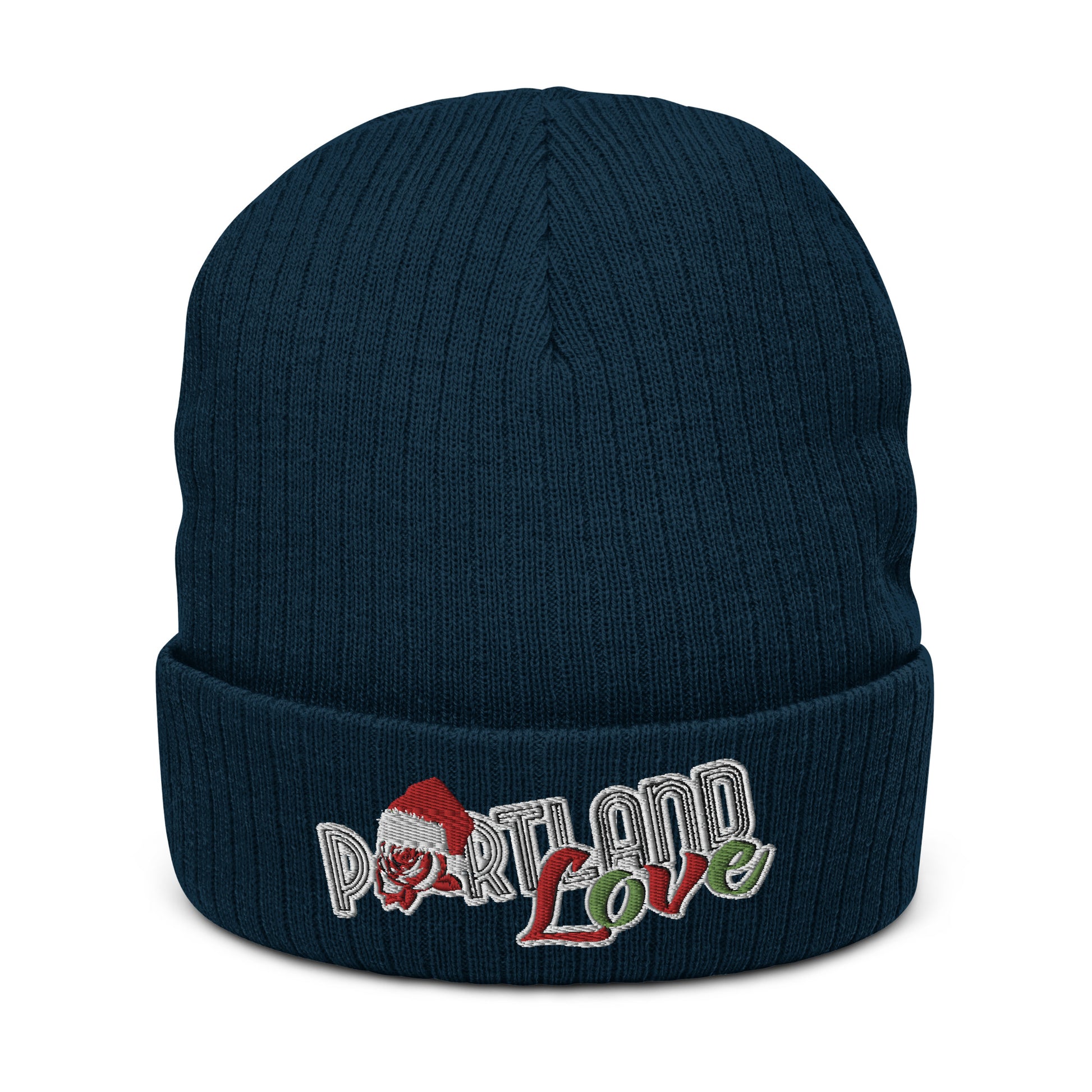 Original Portland Love Christmas Black Ribbed Knit Beanie image 7