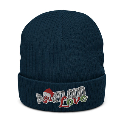 Original Portland Love Christmas Black Ribbed Knit Beanie image 7